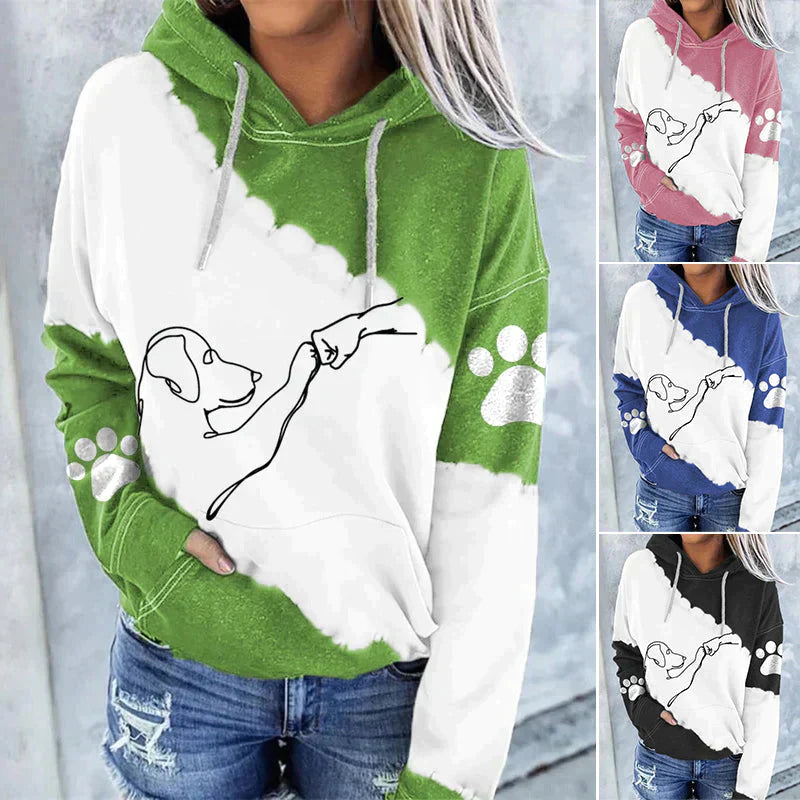 Sweat à capuche élégant motif chien coupe ample