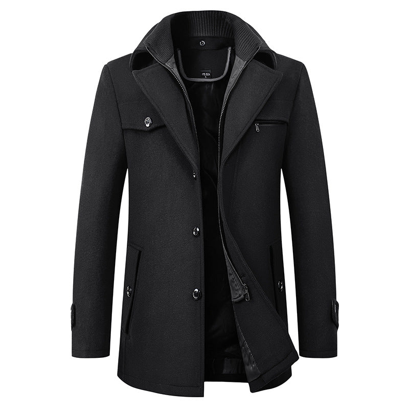 Manteau d'hiver stylé en laine pour homme