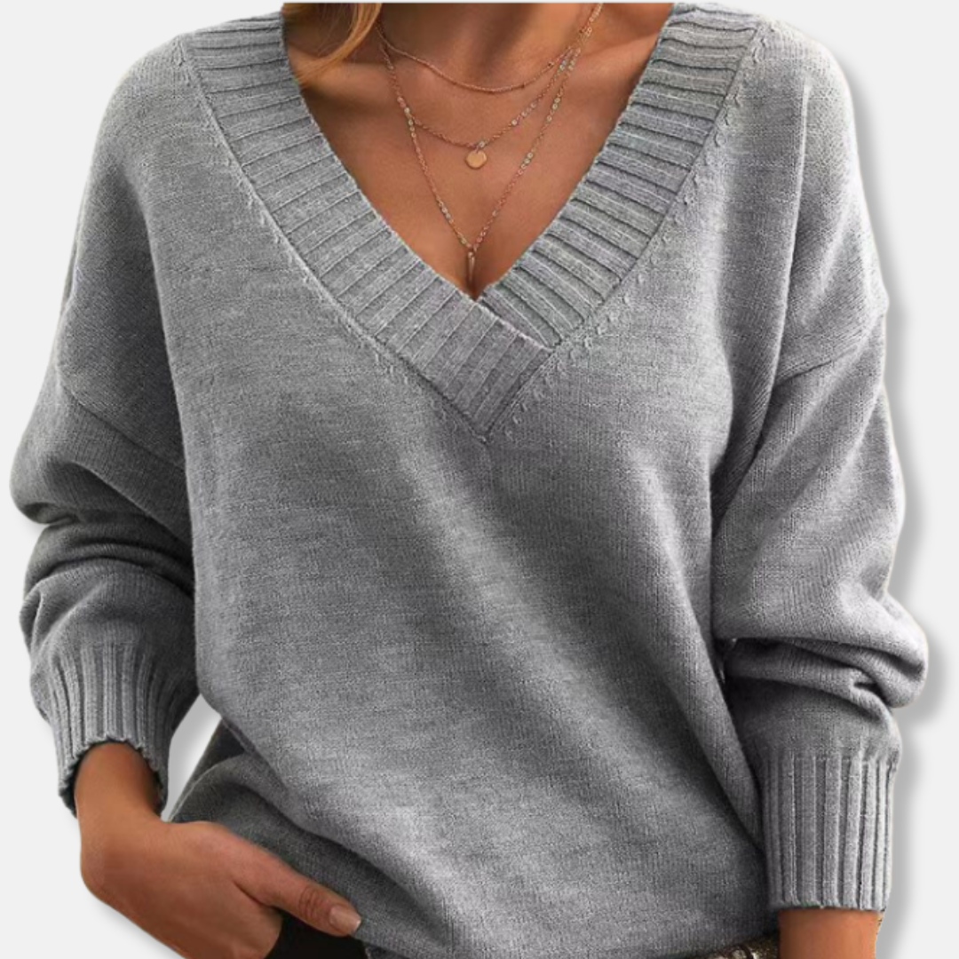 Pull en laine Col en V Coupe ample