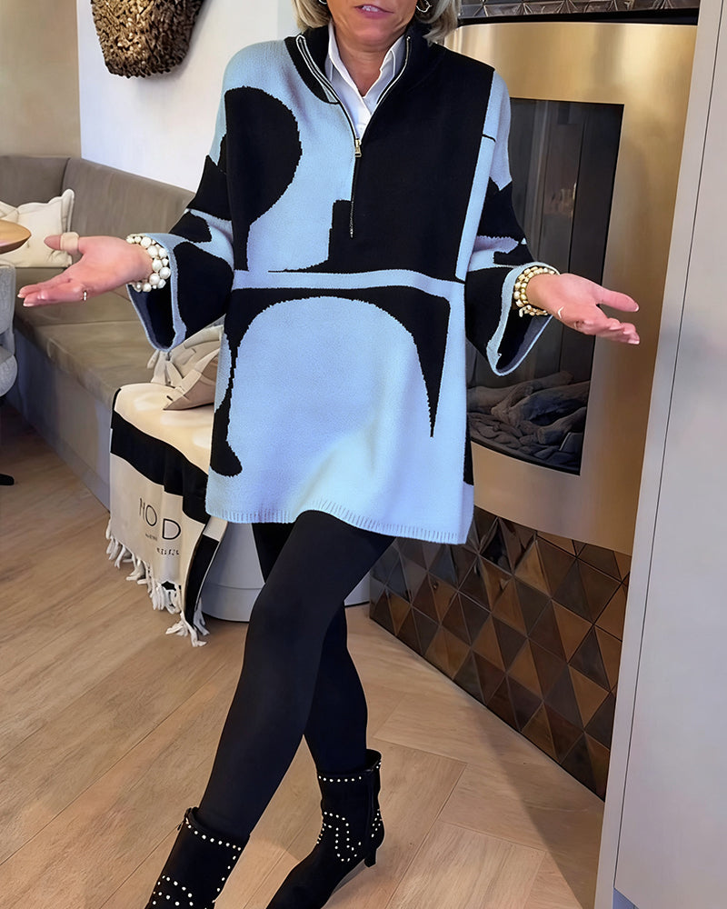 Élégante Robe Femme Col Montant Zippé
