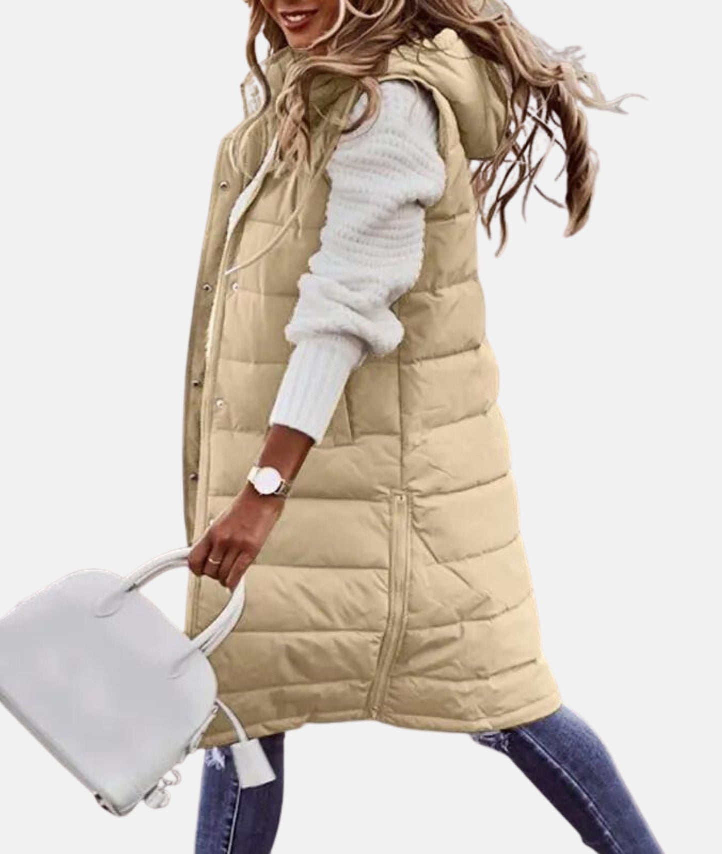 Manteau d'hiver long pour femme à capuche