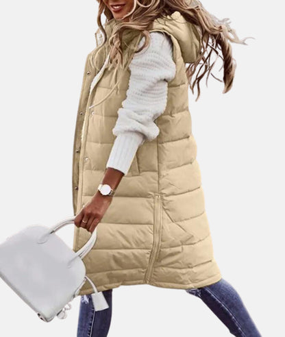Manteau d'hiver long pour femme à capuche