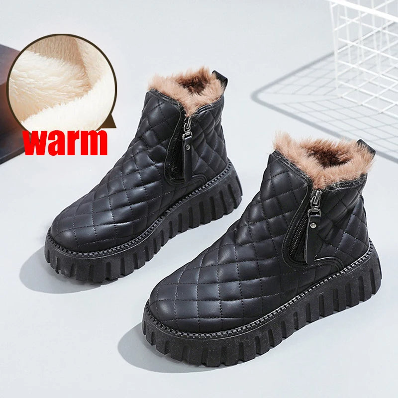 Bottines pour femme à semelles épaisses et fermeture éclair