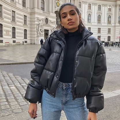 Doudoune en cuir pour femme chaude d'hiver