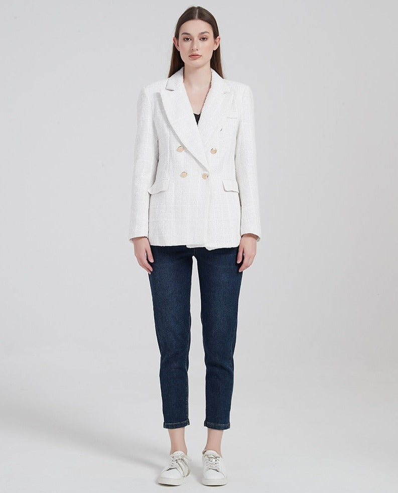 Elegante Damenjacke Doppelreiher Stil - IdealeKleiden