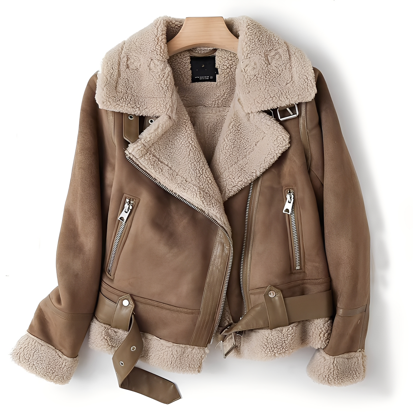Veste en cuir pour femme coupe daim tendance