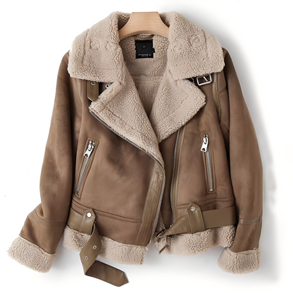 Veste en cuir pour femme coupe daim tendance