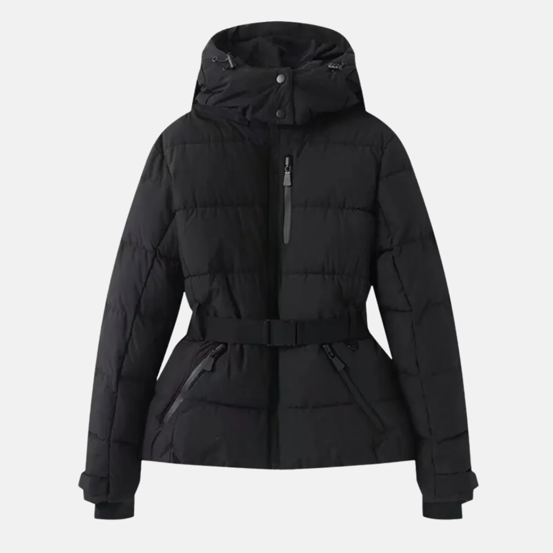 Wintersteppjacke Verstellbarer Gürtel Mit Kapuze - IdealeKleiden