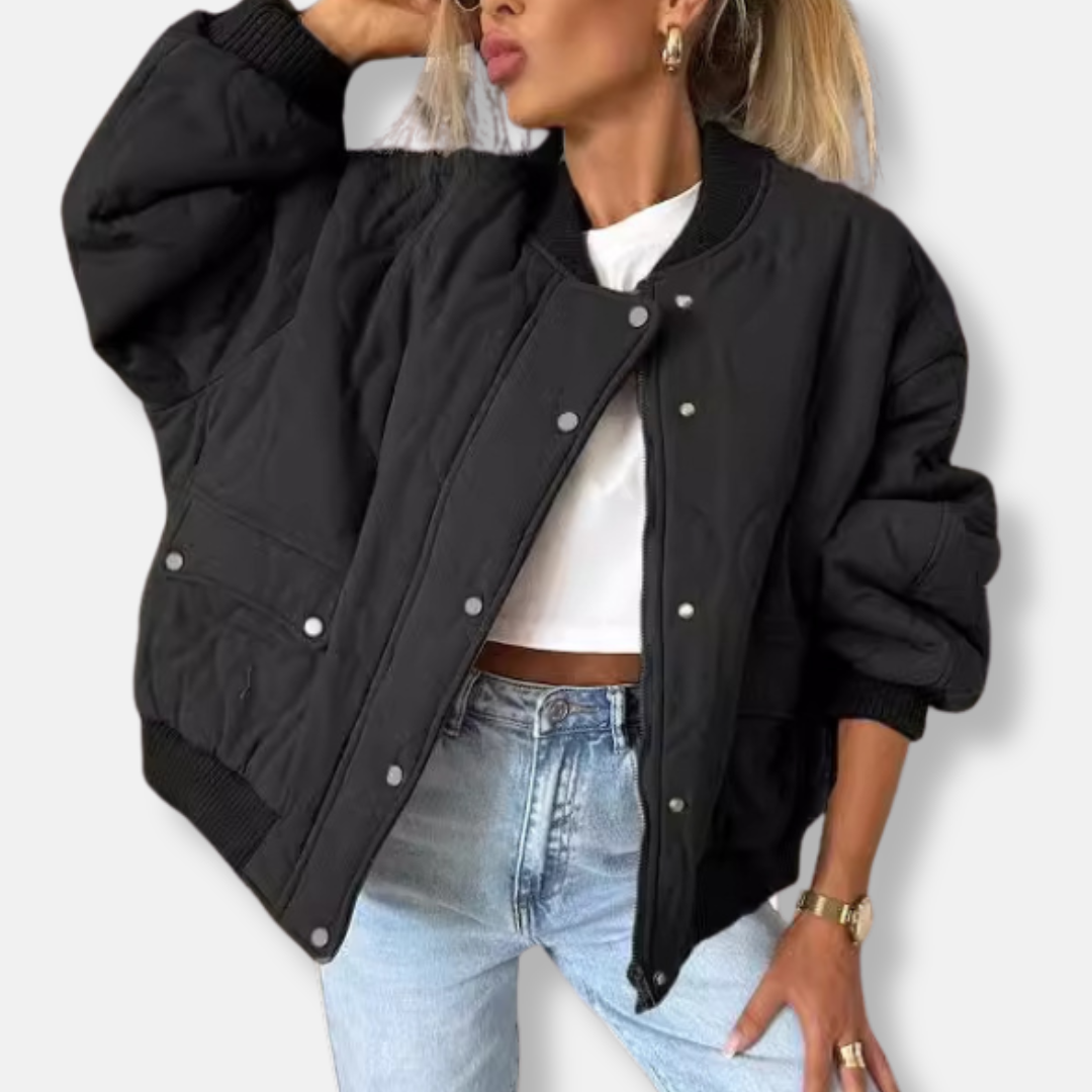 Robe matelassée décontractée femme longueur hanches boutons-pression