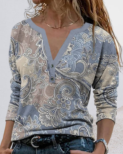 Robe femme col en V imprimé cachemire