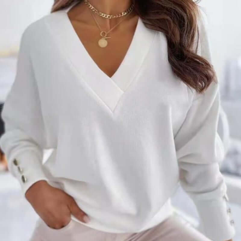 Pull pour femme, manches longues, col en V, tendance