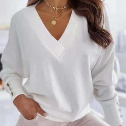 Pull pour femme, manches longues, col en V, tendance