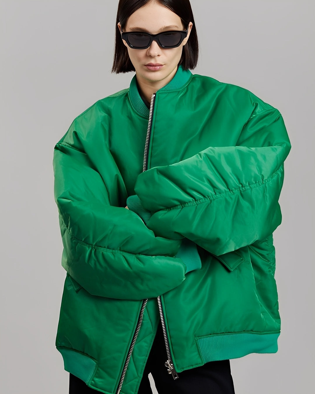 Moderne Frauen Bomberjacke Oversized Stil - IdealeKleiden