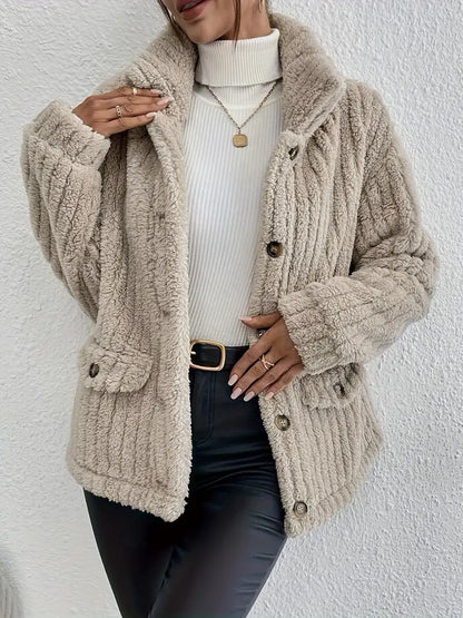 Manteau Teddy Doux Peluche Design Élégant Décontracté