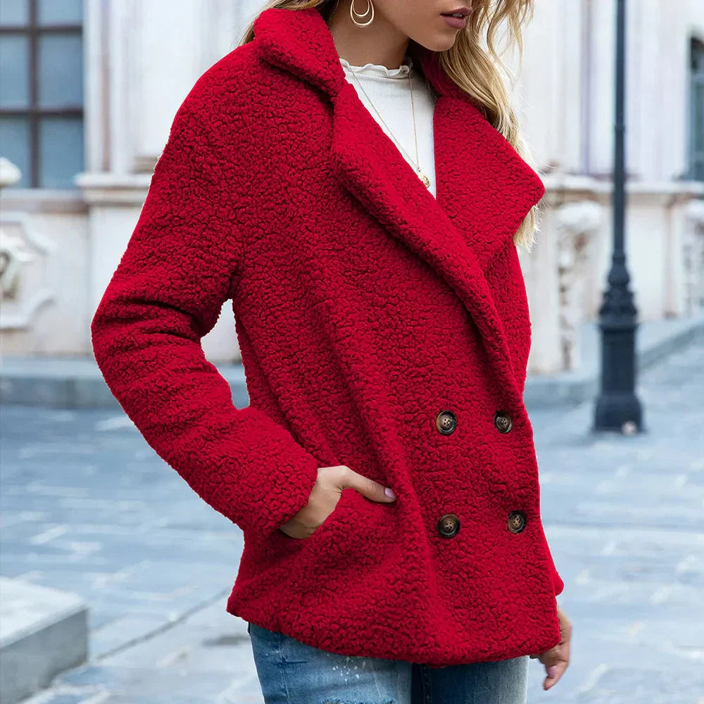 Manteau Femme Mi-long Double Boutonnage Élégant