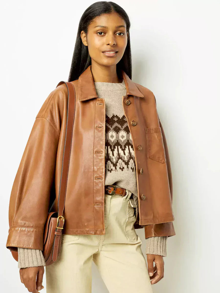 Vintage Lederjacke Retro Style - IdealeKleiden