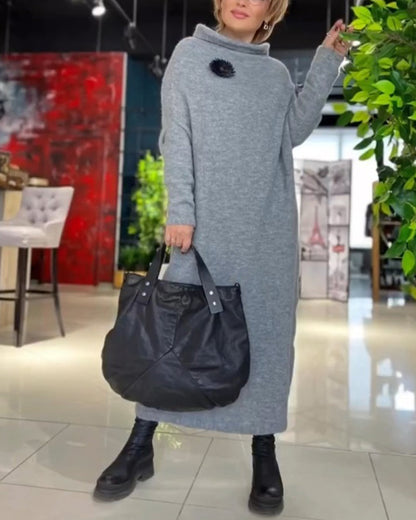 Kleid Mit Rollkragen Langärmlig Elegante Damenkleidung - IdealeKleiden
