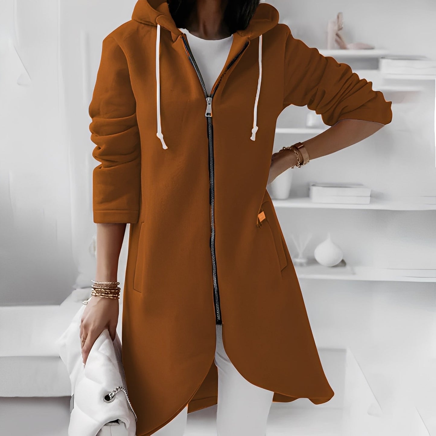 Veste longue à capuche pour femme Confortable et stylée