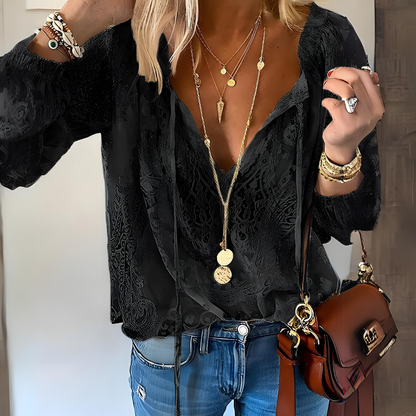 Chemisier femme col en V coupe décontractée