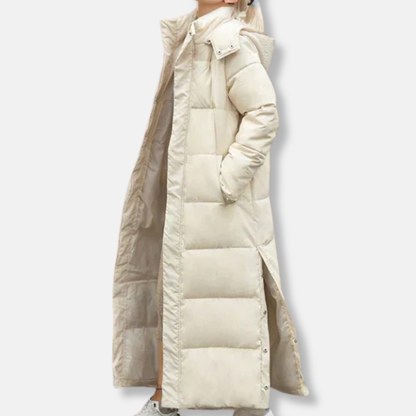 Doudoune longue femme gilet matelassé capuche col montant
