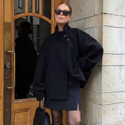 Veste Courte Femme Col Montant Asymétrique