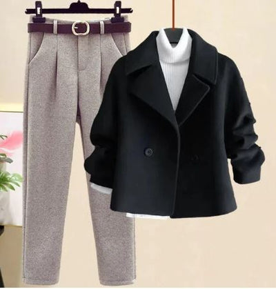 Ensemble blazer et pantalon pour homme avec ceinture