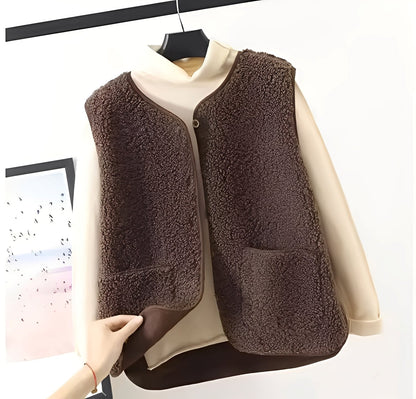 Gilet doux en peluche moderne pour femme