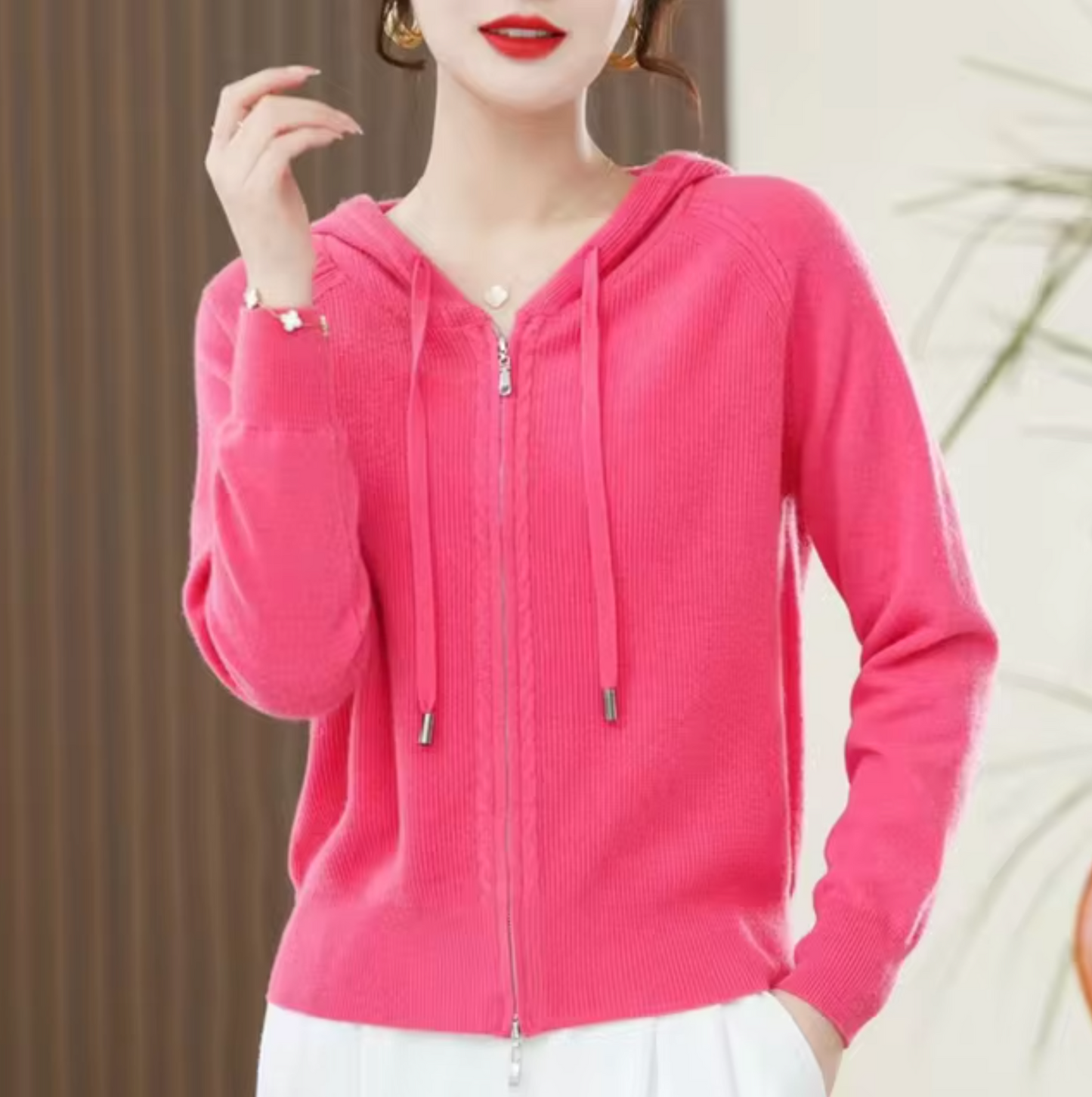 Sweat à capuche doux en cachemire pour femme