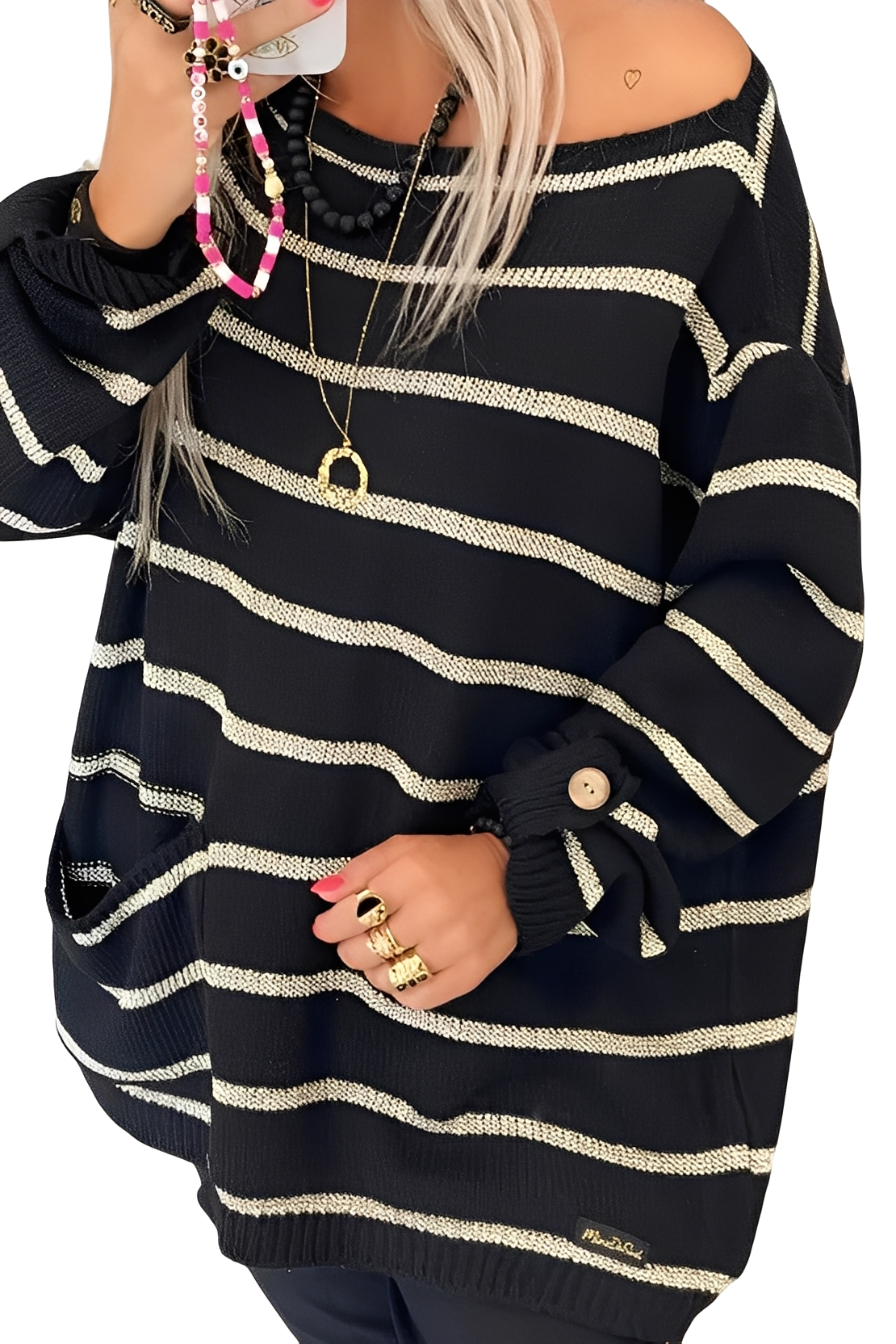 Pull femme rayé confortable oversize