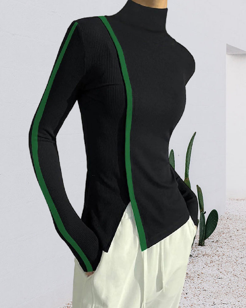 Robe élégante Col roulé Design patchwork