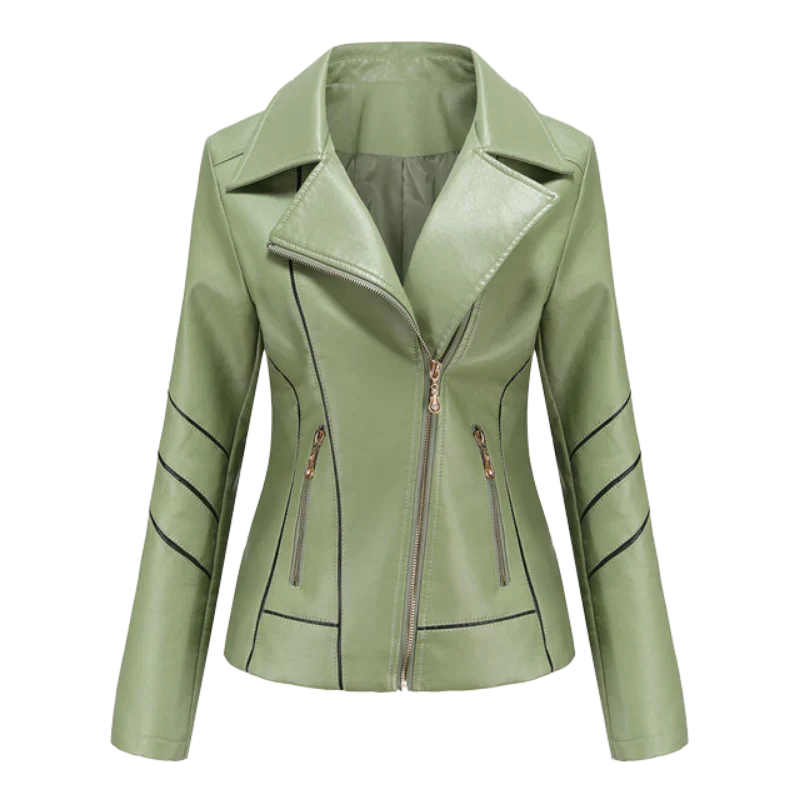 Blouson en cuir élégant pour femme, coupe ajustée