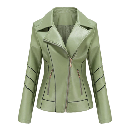 Blouson en cuir élégant pour femme, coupe ajustée