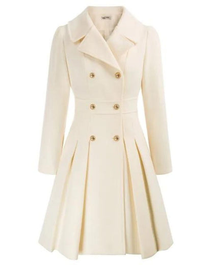 Élégant manteau en laine pour femme, jupe plissée
