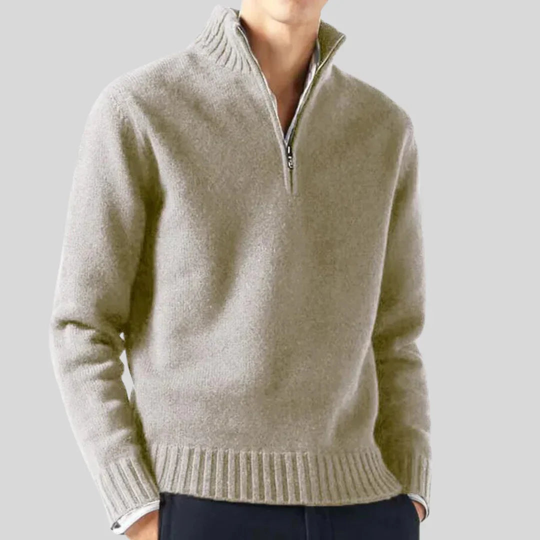 Pull de luxe pour homme à demi-fermeture éclair