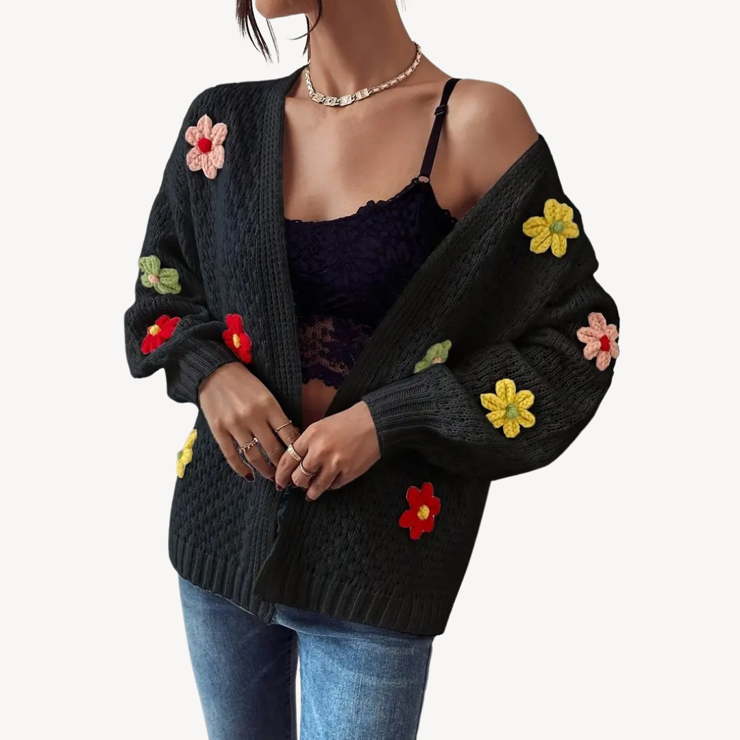 Eleganter Blumen Cardigan für Frauen - IdealeKleiden