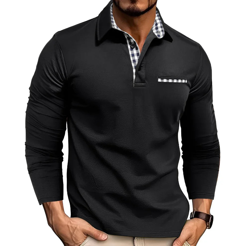 Polo-shirt homme manches longues style décontracté