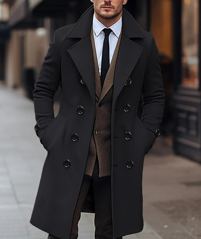 Élégant manteau croisé stylé pour homme
