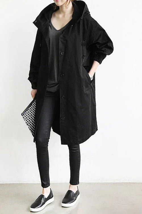 Trench-coat imperméable à capuche pour femme