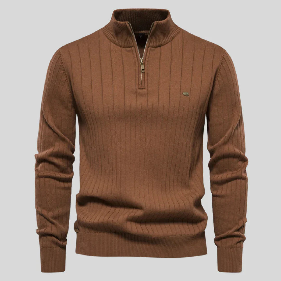 Pull en tricot pour homme Chaud Demi-fermeture éclair Édition hiver