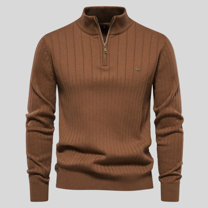Pull en tricot pour homme Chaud Demi-fermeture éclair Édition hiver