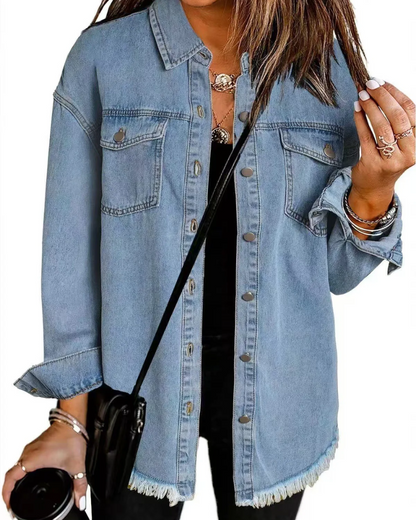 Chemise-veste décontractée en cachemire pour femme