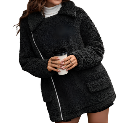 Veste polaire douce femme avec fermeture éclair chaude