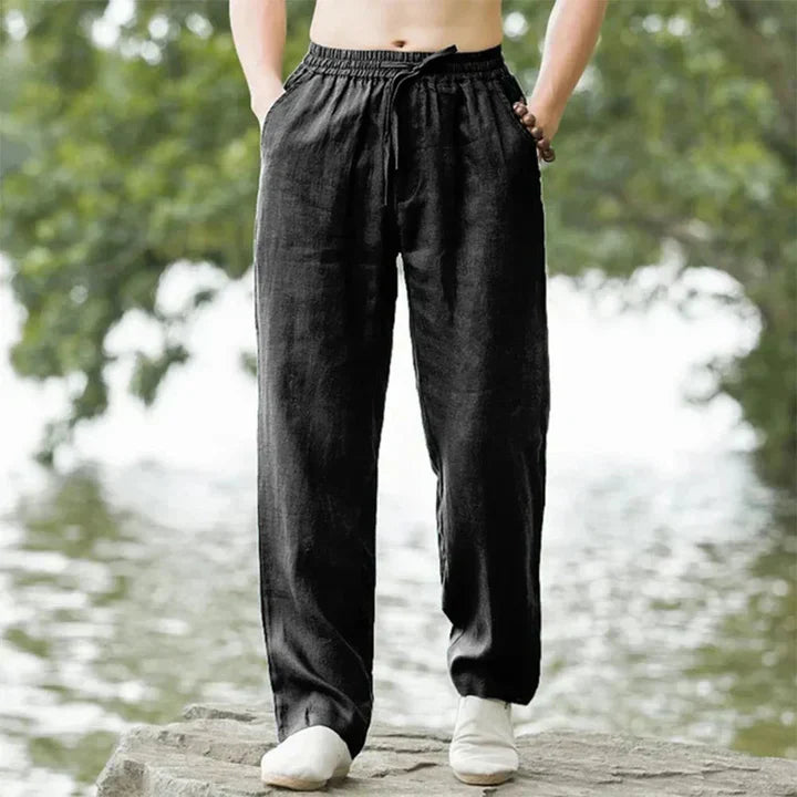Pantalons en lin homme été décontractés
