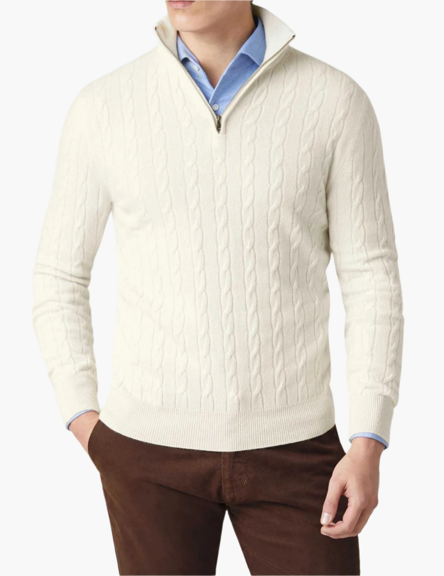 Pull en maille torsadée élégant avec fermeture éclair