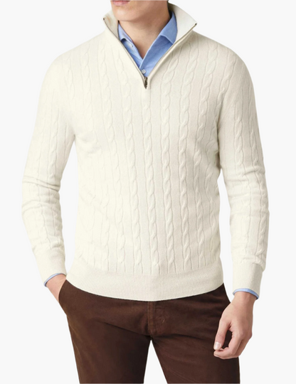 Pull en maille torsadée élégant avec fermeture éclair
