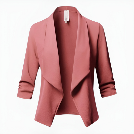 Eleganter Damenblazer Lang Mantelstil - IdealeKleiden