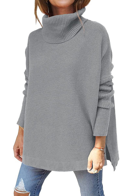 Pull-over chaud pour femmes à col roulé en laine