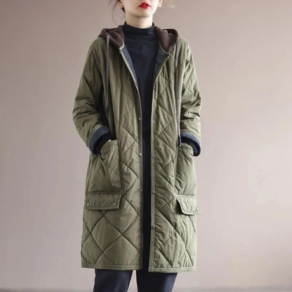 Manteau long élégant matelassé pour femme hiver