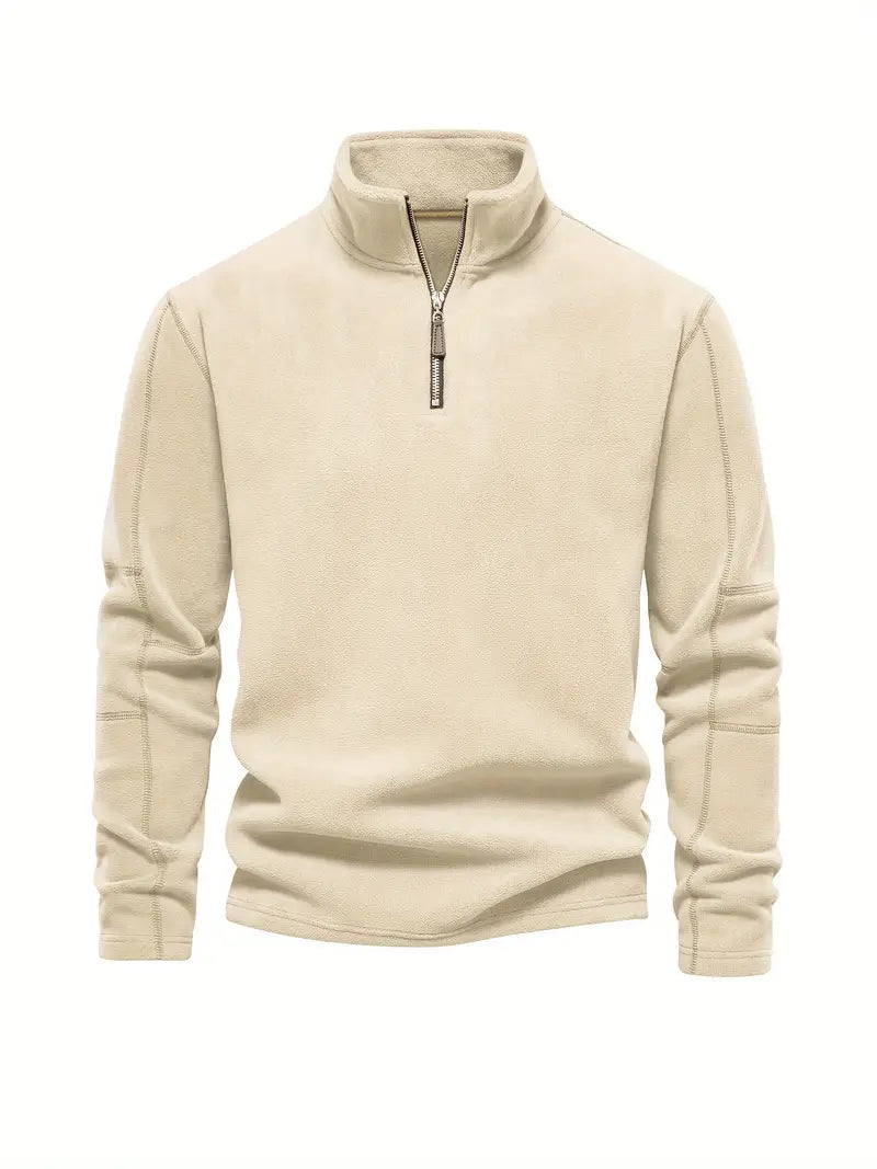 Pull en velours côtelé demi-zip style moderne