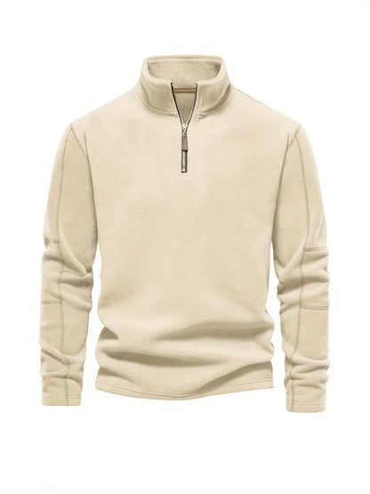 Pull en velours côtelé demi-zip style moderne